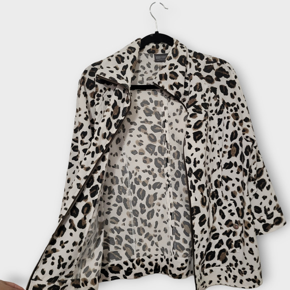 Additions by Chico's Leopard Print Full Zip Light Jacket Women Chico 1 Sz M/8 - Picture 6 of 11